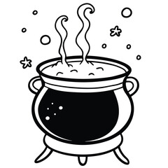 witch cauldron boiling magic potion.eps