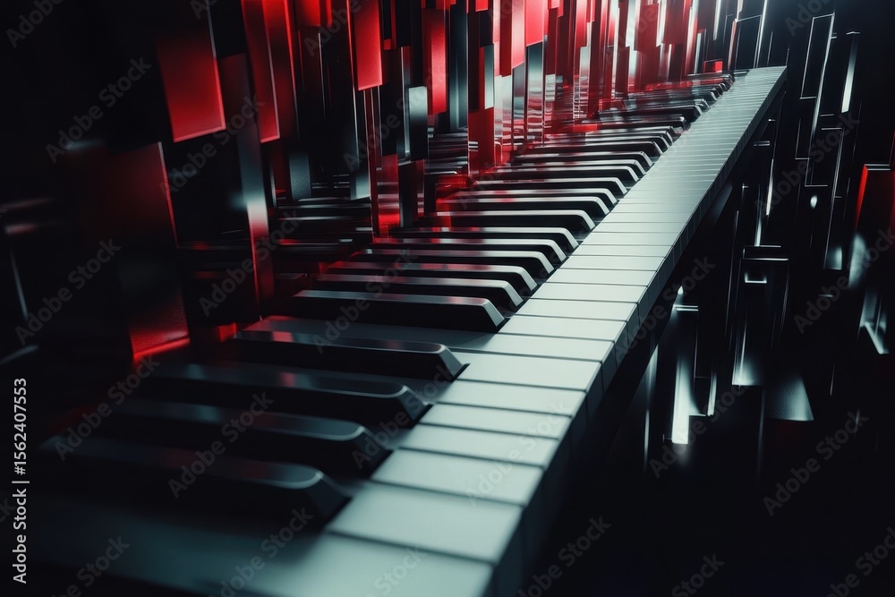 Aufkleber Exploring the dynamic interaction of abstract keyboards amidst a vibrant digital landscape, Abstract keyboards are triggered randomly