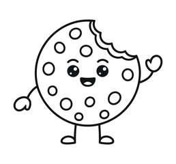 Cute cartoon cookie with a bite taken out waving