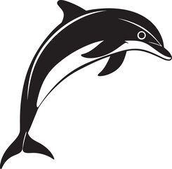 Naklejka premium Leaping black dolphin white ocean