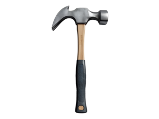 A carpenters hammer sits against a blurry striped background