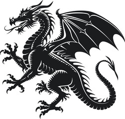 Majestic Black Dragon Silhouette Vector Illustration