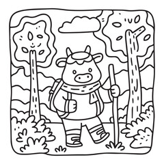 Cozy Cow Moments – Cute and Easy Coloring Page for Adults and Teens | Farm Animal Line Art for Relaxation, cow coloring page, cute, farm animal, easy, adult coloring, line art | Print