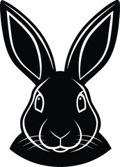  rabbit head silhouette on white background