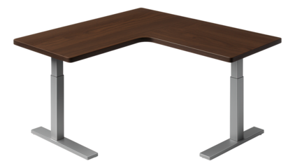 Convertible corner desk with adjustable height for ergonomic use in a home office