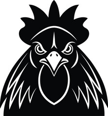 rooster head silhouette on white background