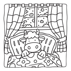 Cozy Cow Moments – Cute and Easy Coloring Page for Adults and Teens | Farm Animal Line Art for Relaxation, cow coloring page, cute, farm animal, easy, adult coloring, line art | Print