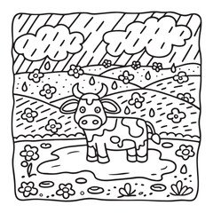 Cozy Cow Moments – Cute and Easy Coloring Page for Adults and Teens | Farm Animal Line Art for Relaxation, cow coloring page, cute, farm animal, easy, adult coloring, line art | Print