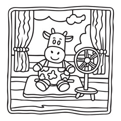 Cozy Cow Moments – Cute and Easy Coloring Page for Adults and Teens | Farm Animal Line Art for Relaxation, cow coloring page, cute, farm animal, easy, adult coloring, line art | Print