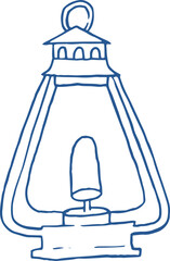 Vintage Lantern Hand drawn whimsical line art illustration