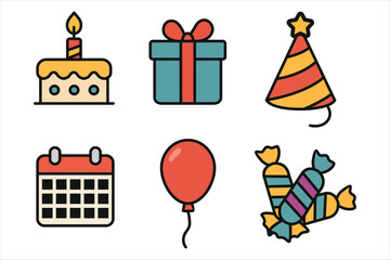 set icon birthday event celebration icon pack for web and mobile design