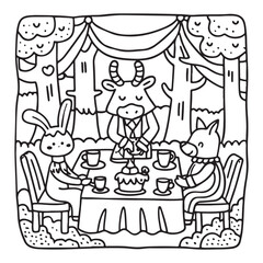 Cozy Cow Moments – Cute and Easy Coloring Page for Adults and Teens | Farm Animal Line Art for Relaxation, cow coloring page, cute, farm animal, easy, adult coloring, line art | Print