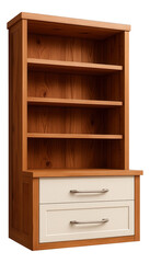 Built-in closet system for a cottage, with cedar wood shelves and a pull-out hamper for laundry.