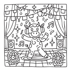 Cozy Cow Moments – Cute and Easy Coloring Page for Adults and Teens | Farm Animal Line Art for Relaxation, cow coloring page, cute, farm animal, easy, adult coloring, line art | Print