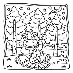 Cozy Cow Moments – Cute and Easy Coloring Page for Adults and Teens | Farm Animal Line Art for Relaxation, cow coloring page, cute, farm animal, easy, adult coloring, line art | Print