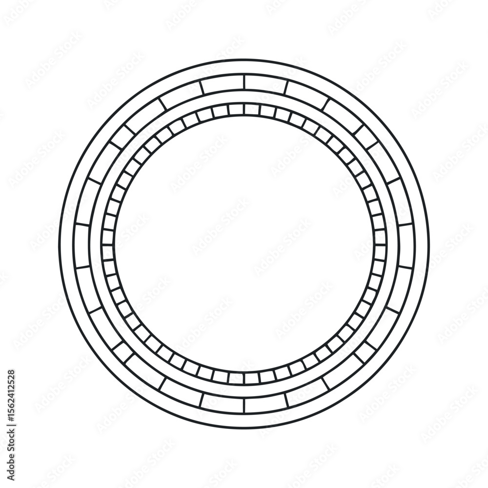 Poster circular geometric design with repeating square patterns