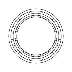 Circular geometric design with repeating square patterns