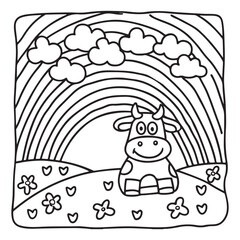 Cozy Cow Moments – Cute and Easy Coloring Page for Adults and Teens | Farm Animal Line Art for Relaxation, cow coloring page, cute, farm animal, easy, adult coloring, line art | Print
