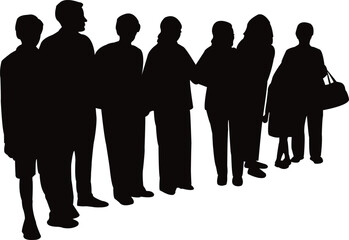 all staff together, silhouette vector