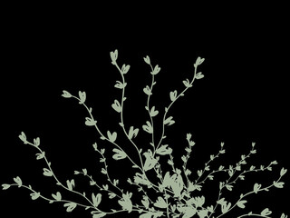 Silver Silence – Abstract Metallic Plants on Black