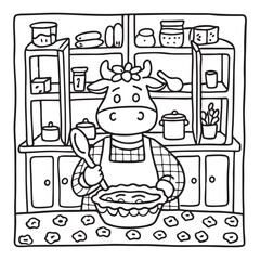 Cozy Cow Moments – Cute and Easy Coloring Page for Adults and Teens | Farm Animal Line Art for Relaxation, cow coloring page, cute, farm animal, easy, adult coloring, line art | Print