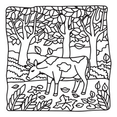 Cozy Cow Moments – Cute and Easy Coloring Page for Adults and Teens | Farm Animal Line Art for Relaxation, cow coloring page, cute, farm animal, easy, adult coloring, line art | Print