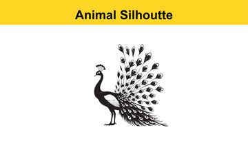 Fototapeta premium Peacock Silhoutte vector editable changeable