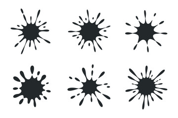 Six Different Ink Blot Designs on White Background