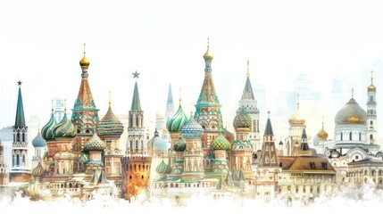 Fototapeta premium Colorful illustration of european city architecture
