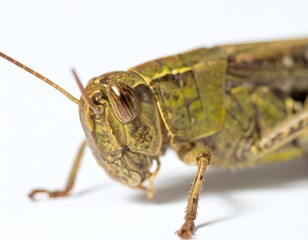 Fototapeta premium Close-up of a Grasshopper on White