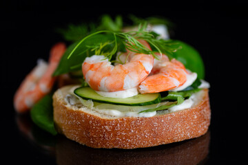 morning sandwiches with boiled shrimps