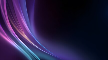 Glowing curved wave abstract background with dark blue and purple light streak