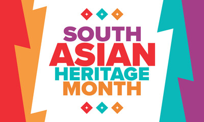 South Asian Heritage Month. Celebrate the diverse cultures and histories of South Asia. Traditional pattern. Creative art poster. Vector illustration