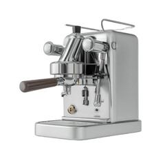 Silver coffee maker with a wooden handle