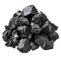 Pile of coal isolated on a Transparent background showcasing natural black coloration and textures, Pile coal isolated on PNG background