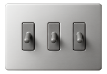 Three-gang switch with an antimicrobial coating, ideal for a hygienic kitchen environment.