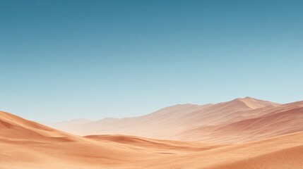 Naklejka premium vast desert landscape near dubai under cloudless sky focusing on simplicity and scale