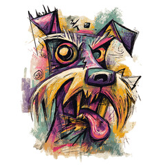Cartoon dog illustration with expressive features isolated on transparent background