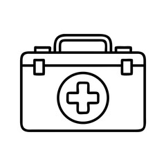 First aid kit vector graphic outline drawing for medical emergency preparedness and healthcare supplies box