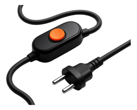 Power cord with an integrated on/off switch, ideal for controlling lamps in a reading nook.