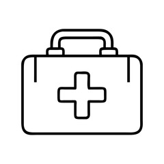 First aid kit vector icon, medical emergency case, healthcare symbol, first aid box outline drawing
