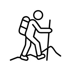 Hiking adventure vector illustration: outdoor trekking, backpacking and mountain climbing concept design