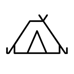 Camping tent outline vector illustration for outdoor adventure and travel design element icon graphic flat