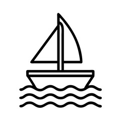 Simple vector illustration of a sailboat on the water for nautical themed designs and summer vacation projects