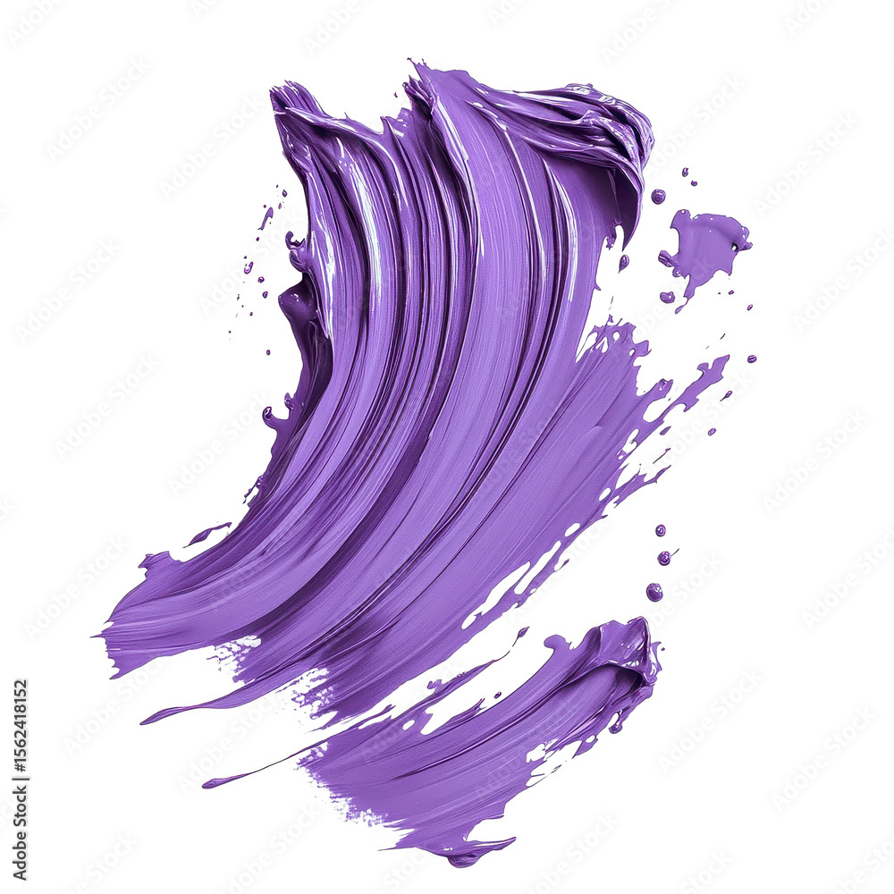Poster purple paint strokes and splashes create vibrant texture on a transparent background, purple paint s