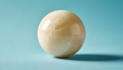 Fototapeta premium Smooth Polished Alabaster Sphere with Ethereal Glow on Blue Background