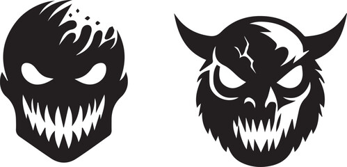 Skull Black and White Vector illustration silhouette 