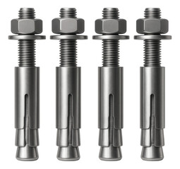 Sleeve anchors intended for fixing a metal railing to a concrete stairway in a residence, featuring an expanding sleeve that provides a secure hold.