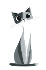 A cute cartoon cat illustration isolated on transparent background