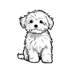 Cute fluffy puppy sitting isolated on transparent background